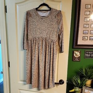 REB & J LEOPARD PRINT 3/4 SLEEVE DRESS